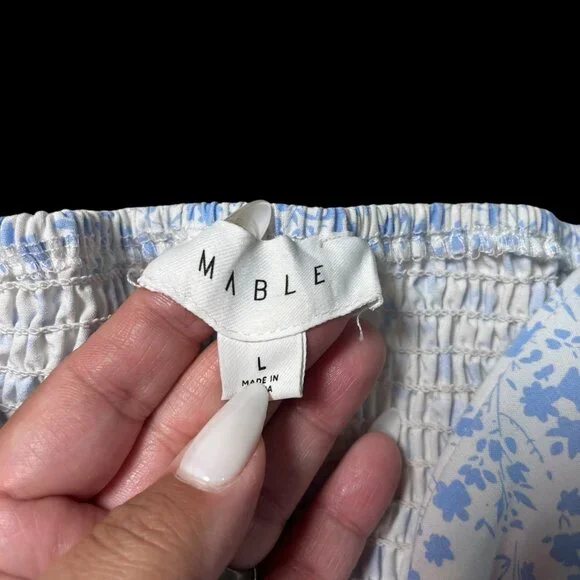 Mable at Anthropologie  Women's Floral Smocked Crop Top With Front Tie - Size La - Picture 4 of 4